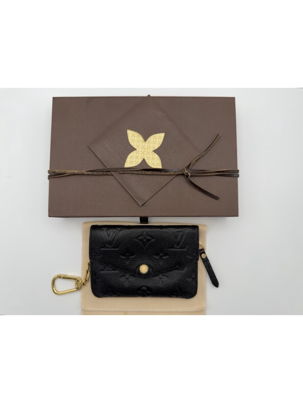 Authentic Louis Vuitton LV Monogram Empreinte Pochette Clés Coin Key Pouch Black